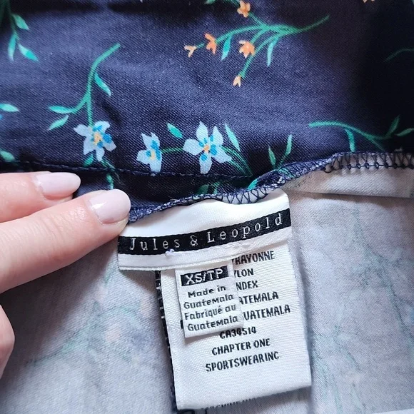 Floral Navy Stretch Pants - Picture 4 of 4